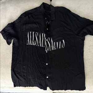 All Saints Black Casual Button Down Shirt
